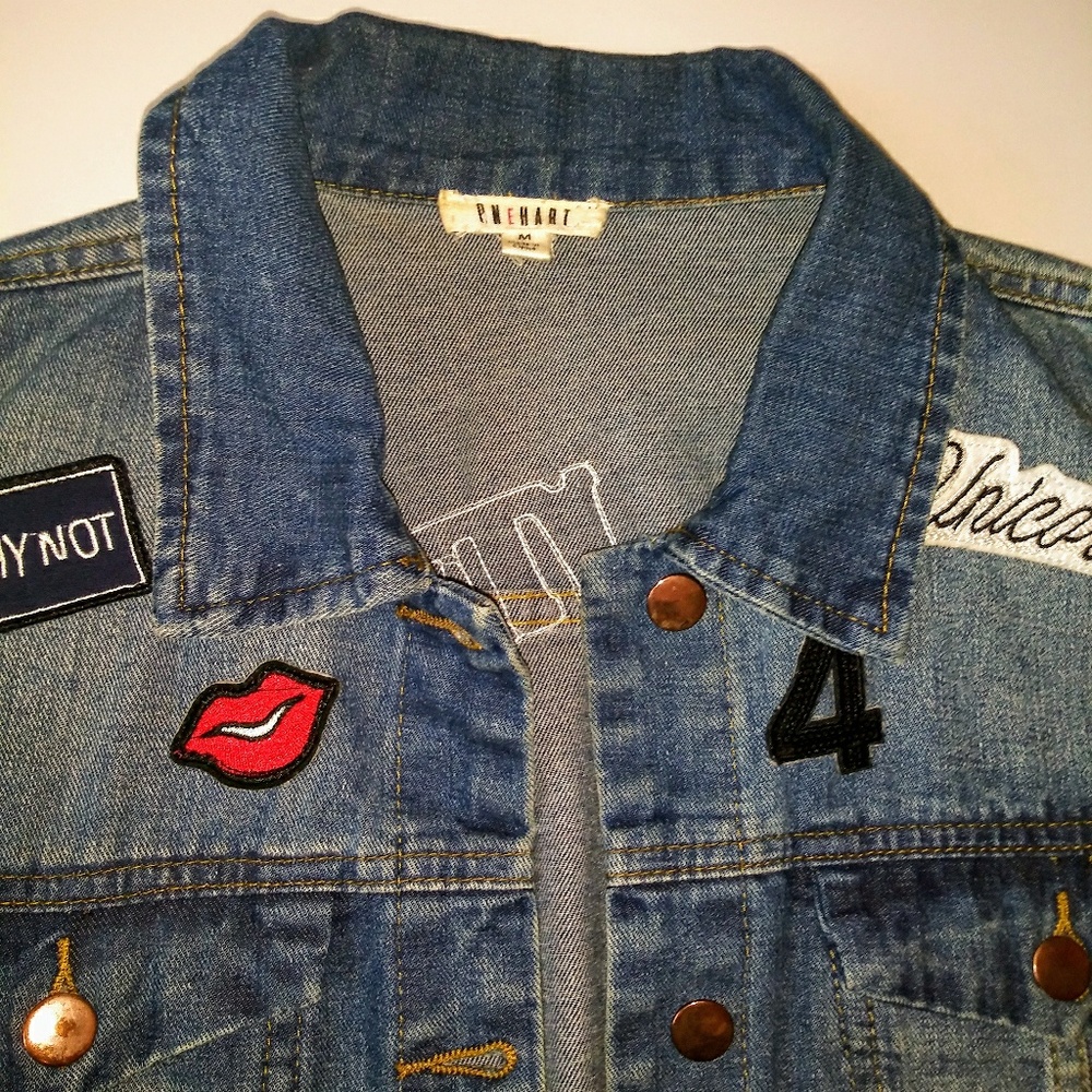 Womens ONEHEART Jean Denim Patch Jacket